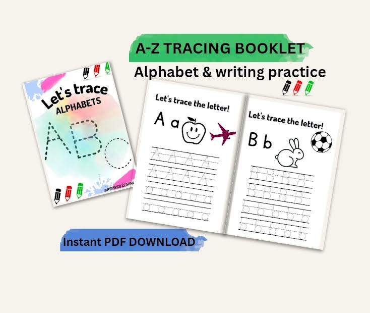 A-Z Alphabet Tracing book Digital download PDF